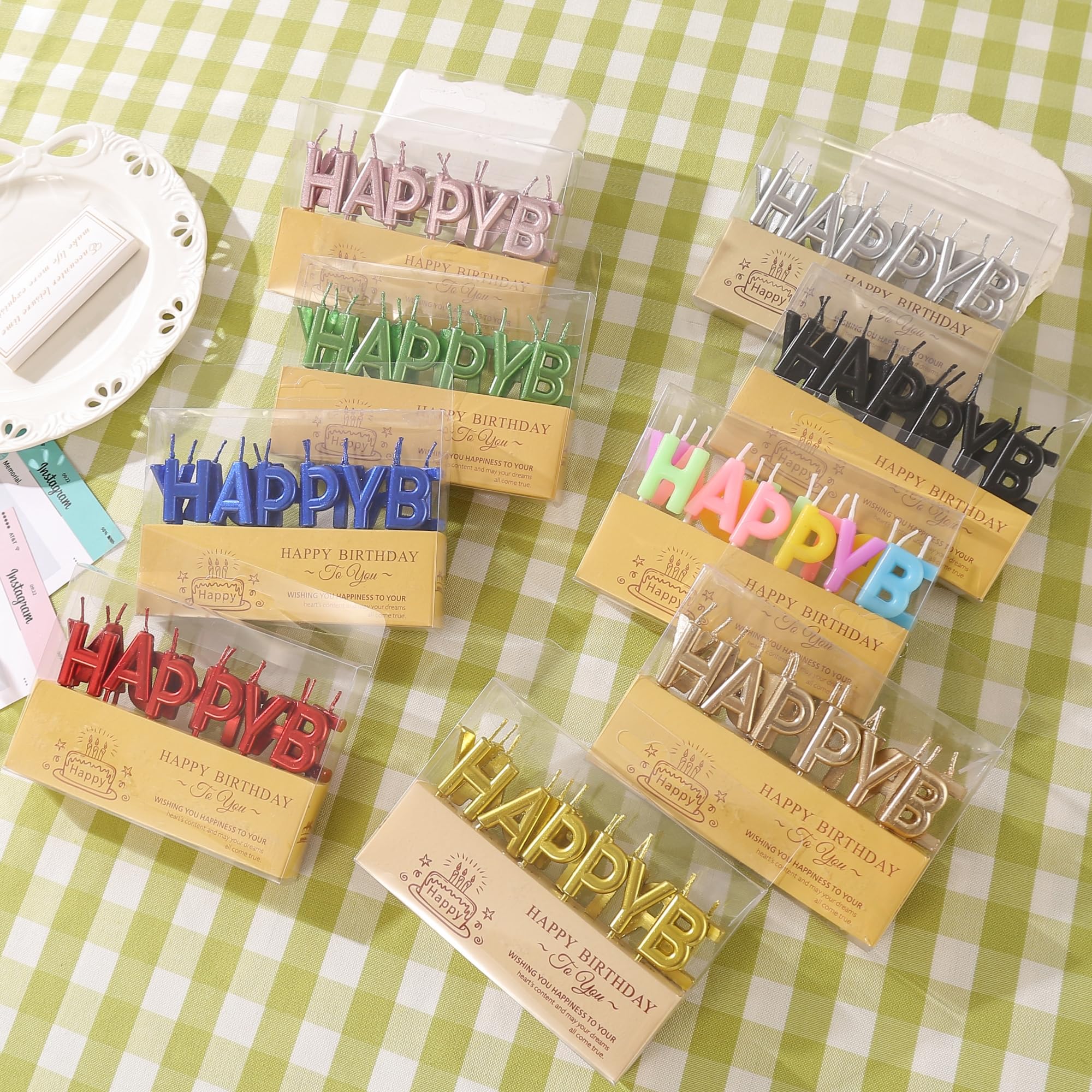 Saododku Black Happy Birthday Letter Candles for Cake, 2.7 Inch Happy Birthday Candles for Cake Text on Toothpicks (13 Count)