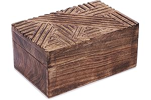Ajuny: Hand Carved Vintage Keepsake Box - Mango Wood Decorative Treasure Chest