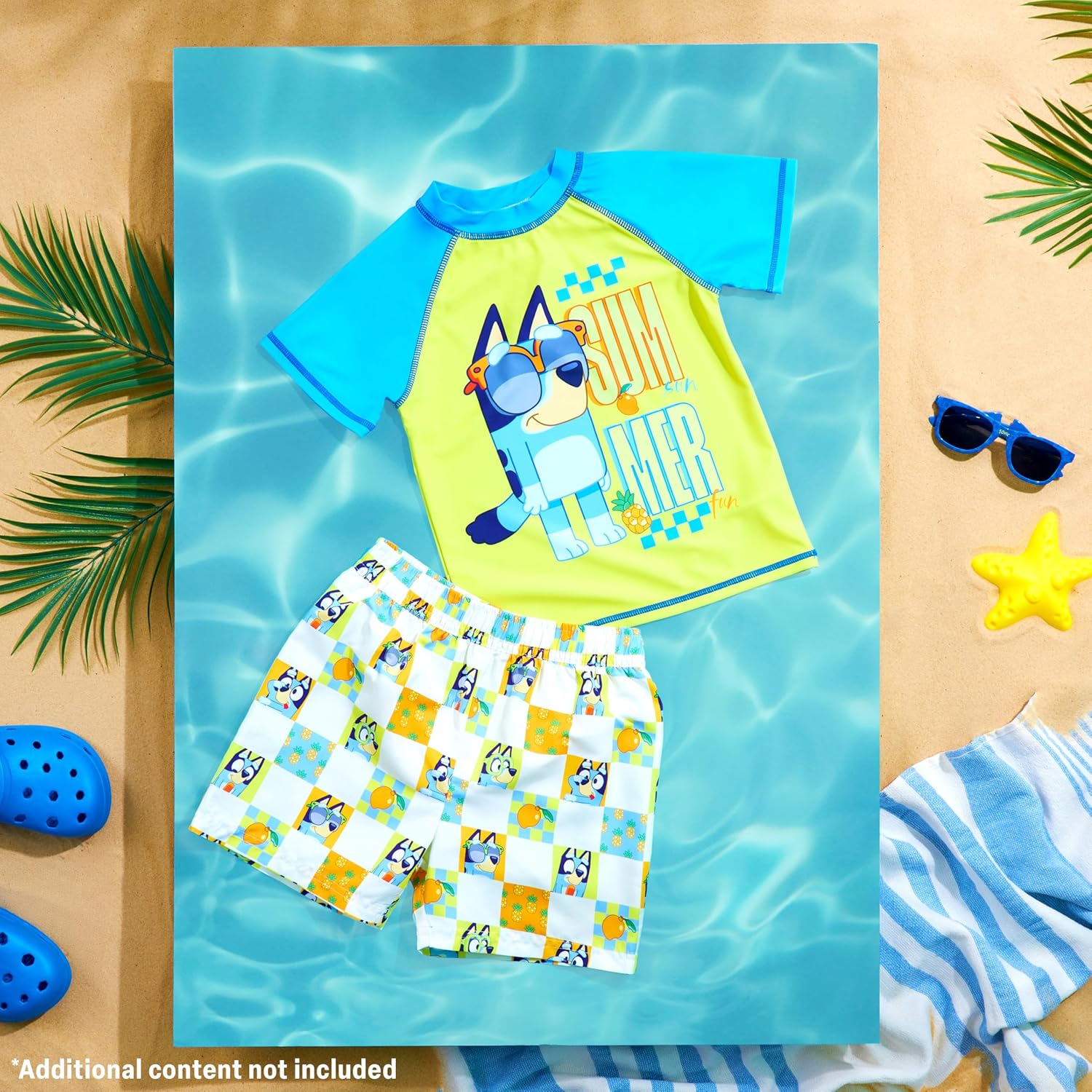Bluey Swimsuit Set for Boys Kids Toddler Swimwear 2 Piece Swim Suit Trunks and Rash Guard Holiday