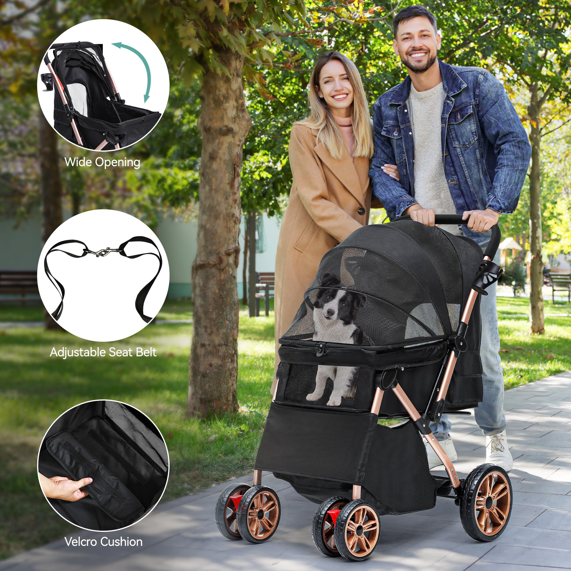 YITAHOME Huisdierbuggy met omkeerbaar handvat, opvouwbare