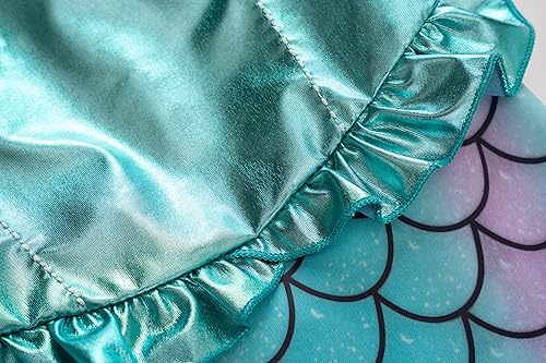 Miniatura 9 de Funna Disfraz de sirena para niñas, vestido de princesa con accesorios rosa, talla 3T