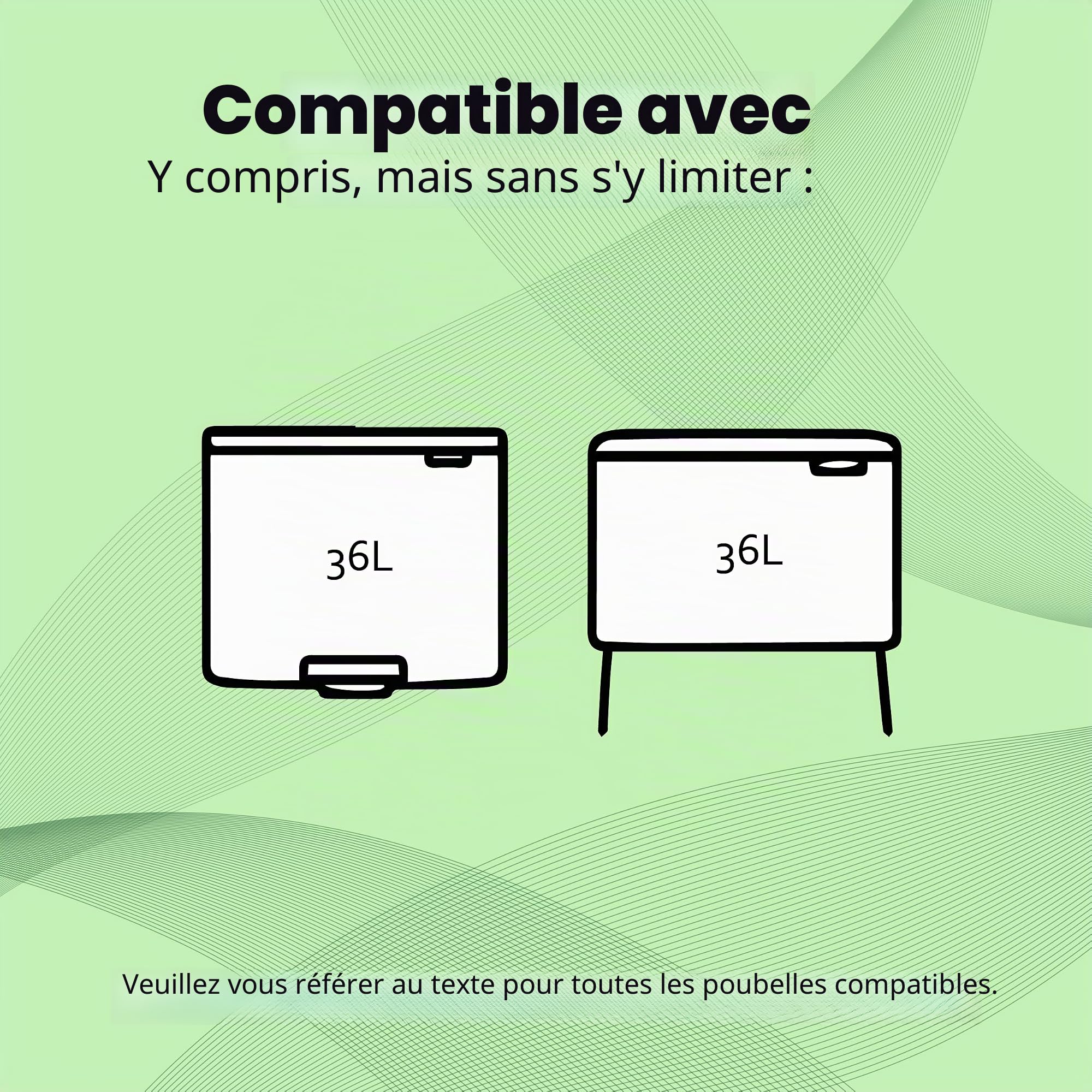 Strapper 100 Vert Sacs Poubelle - Convient pour poubelle Brabantia et Homra Nexo - 36 litres