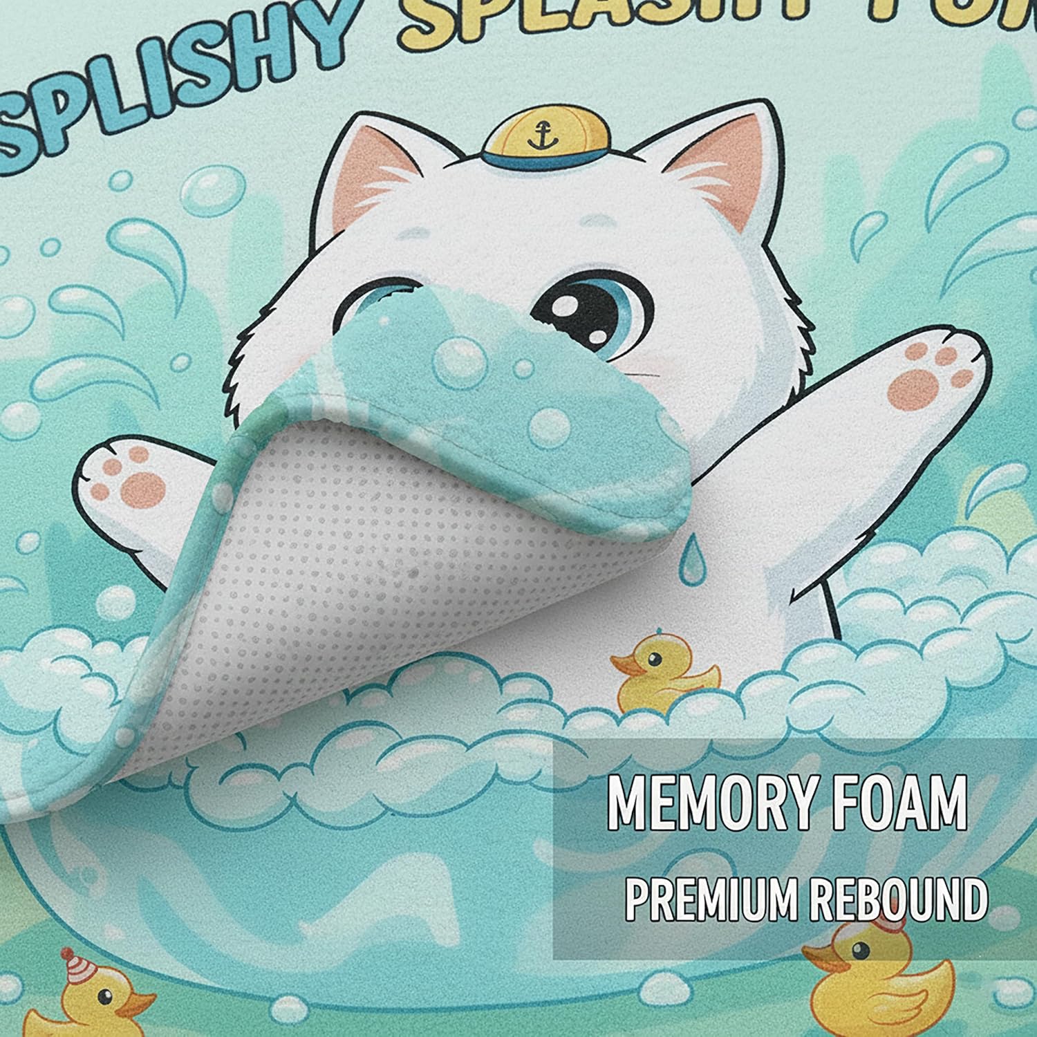 4Pcs Kids Shower Curtain Sets with Memory Rugs, Kids Bathroom Sets with Waterproof Cute Girls Shower Curtain, Non-Slip Rug Toilet Lid Cover Bath Mat and 12 Hooks