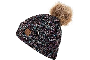 Exclusives Fuzzy Lined Knit Fur Pom Beanie Hat