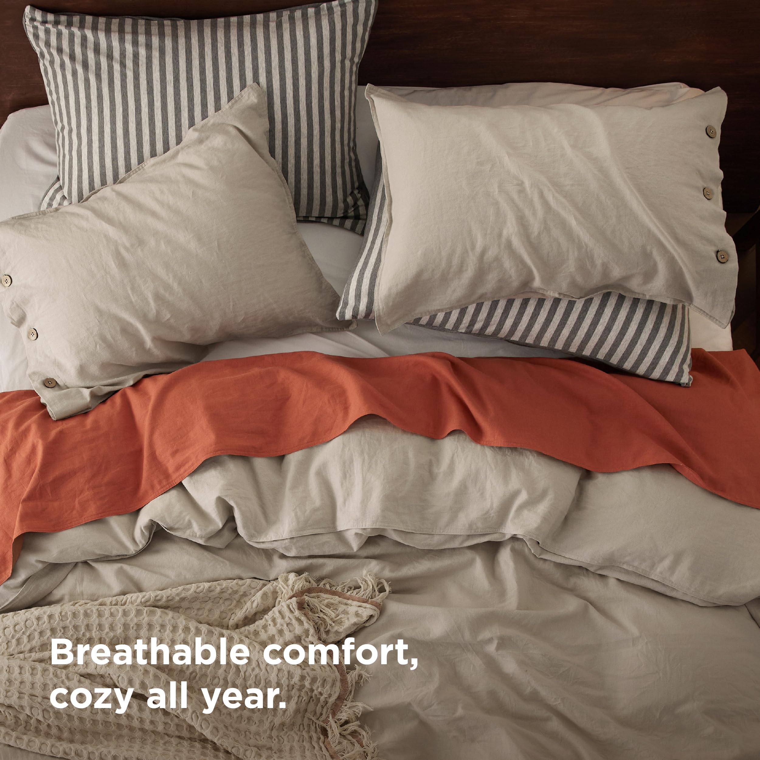 Amazon.com: Bedsure Linen Duvet Cover Queen - Linen Cotton Blend