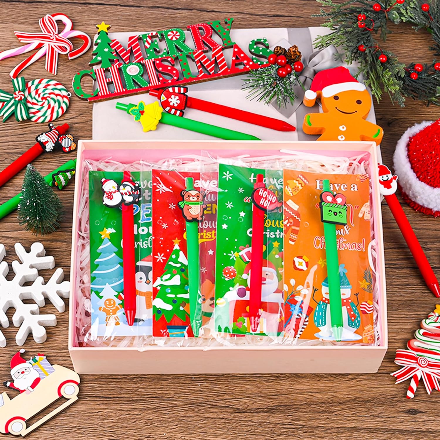 LiYiQ 48 PCS Christmas Ballpoint Pens Bulk for Christmas Stocking Stuffers Christmas Classroom Gifts for Classroom Prizes, Office Supplies