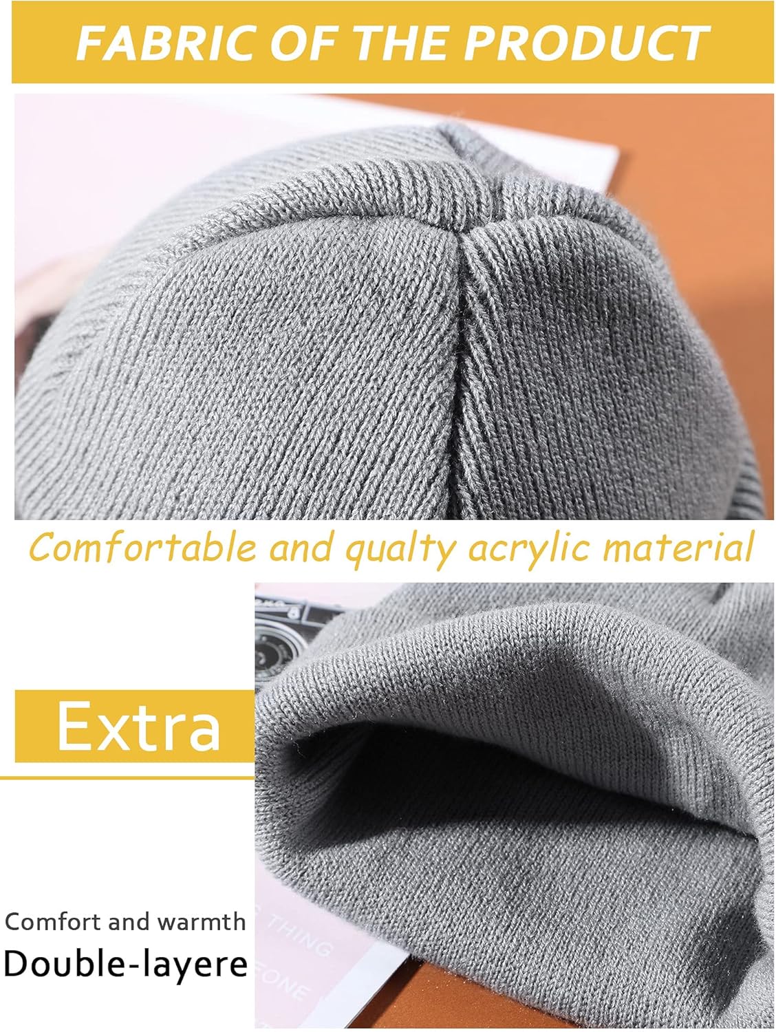 Geyoga 6 Pieces Multicolor Winter Beanie Hats Warm Knitted Cuffed Skull Cap for Adults - Image 2