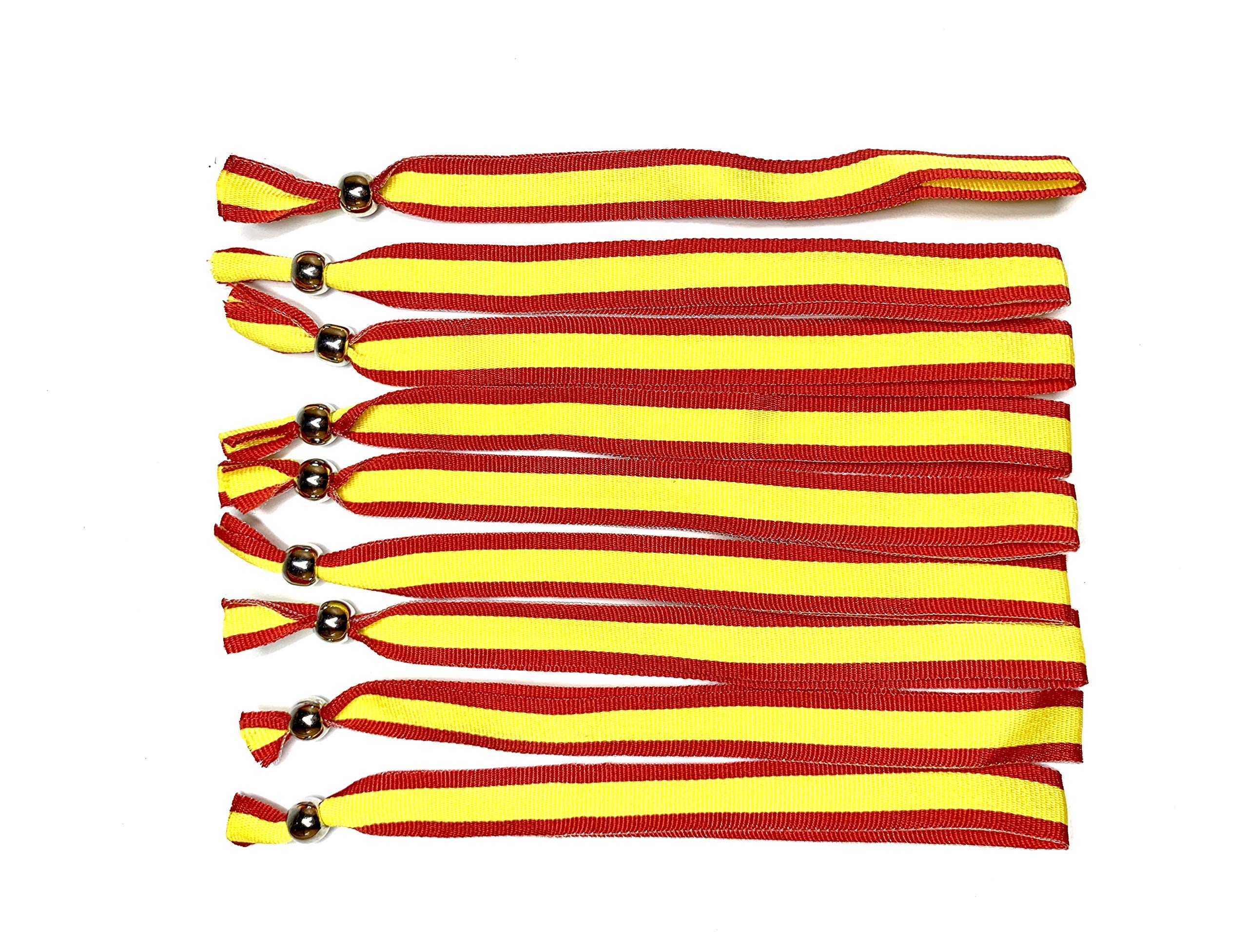 Confezione Da 10 Braccialetti In Tessuto Con Bandiera Spagna - Regolabili Con Perno, Unisex, Per Uomo E Donna, Taglia Unica