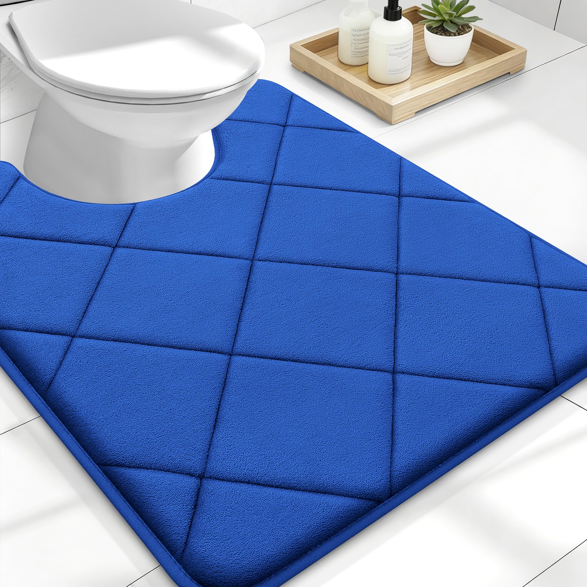 OLANLY Memory Foam Toilet Rugs U-Shaped 24x20, Ultra Soft and Absorbent Bathroom Rugs, Machine Washable Quick Dry, Comfortable Bathroom Contour Bath