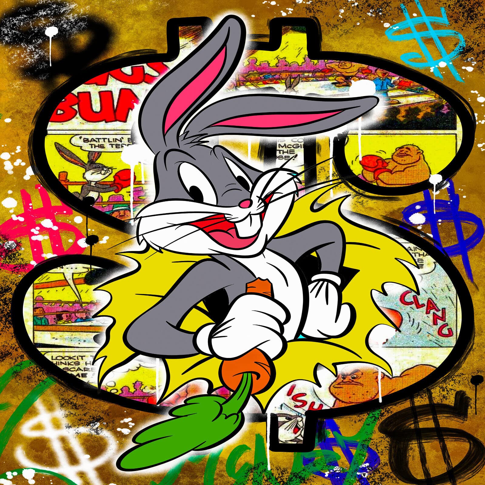 Magisch Canvas Kunstwerk Dagobert Duck Pop Art Wandschilderij 1-delig
