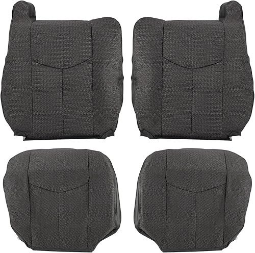 AUTOKAY Cubierta de asiento trasero inclinado inferior y superior del lado del conductor y del pasajero, color gris para Chevy Silverado 1500 2500