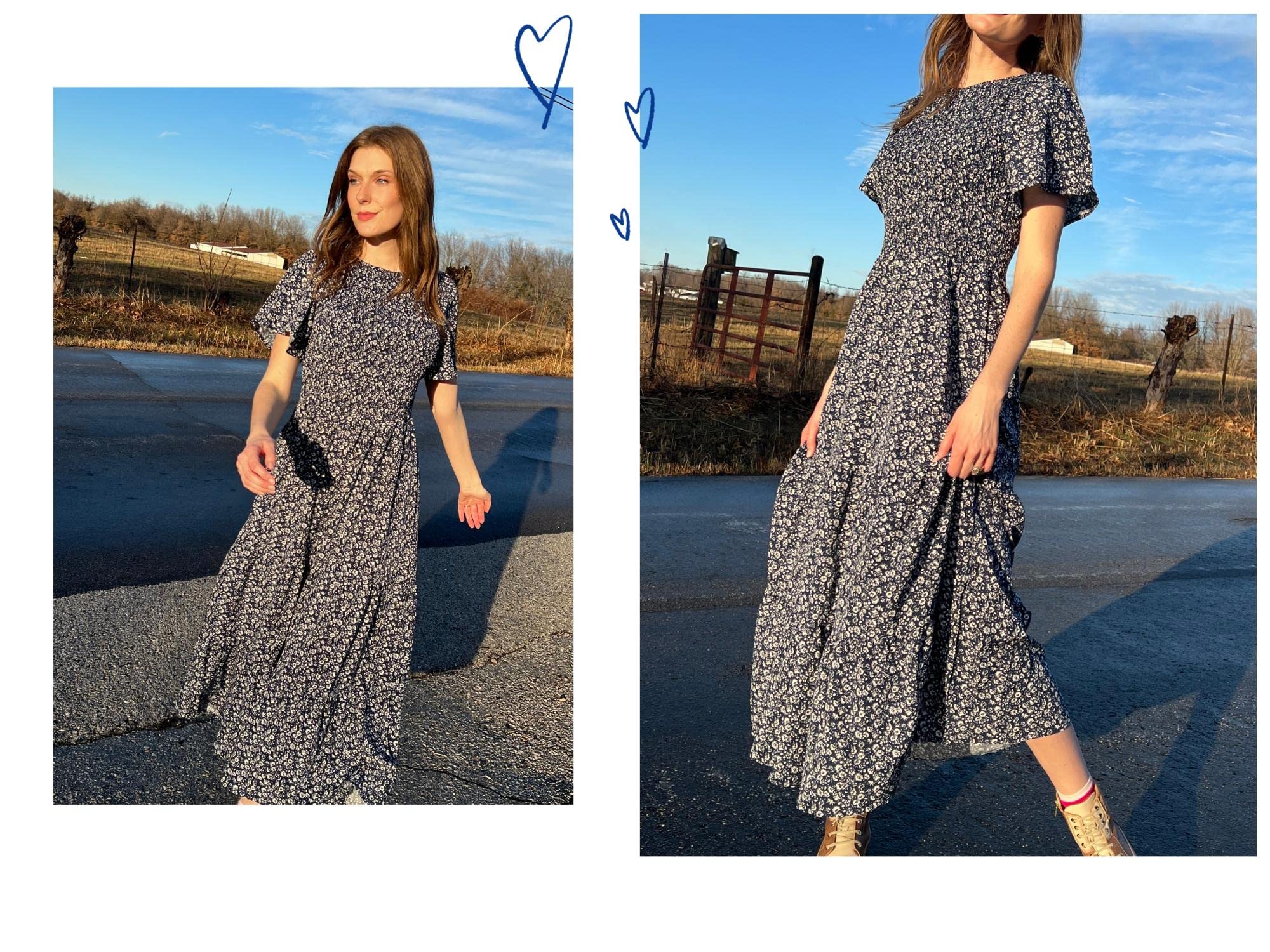 PRETTYGARDEN Smocked Top Summer Dresses for Women 2026 Short Sleeve Floral Maxi Dress for Women Maxi Abito Primaverile con Maniche a Volant per Le Donne in Spiaggia e Vacanze Donna (Pacco da 1)