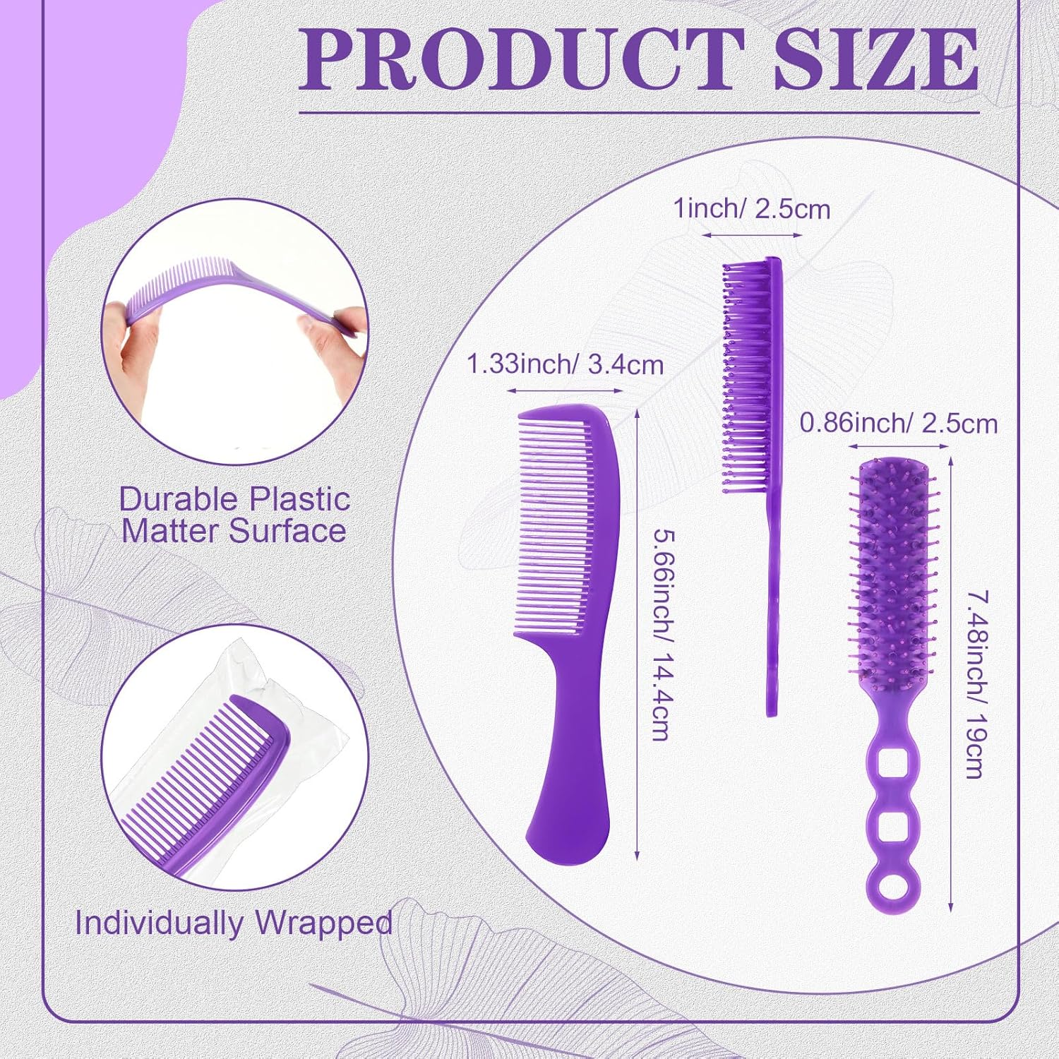 SiliFine 96 Pcs Bulk Hair Brush Combs for Homeless Individually Wrapped Hair Brush and Comb Set for Women Hotel Nursing Charity Travel(Multicolor)