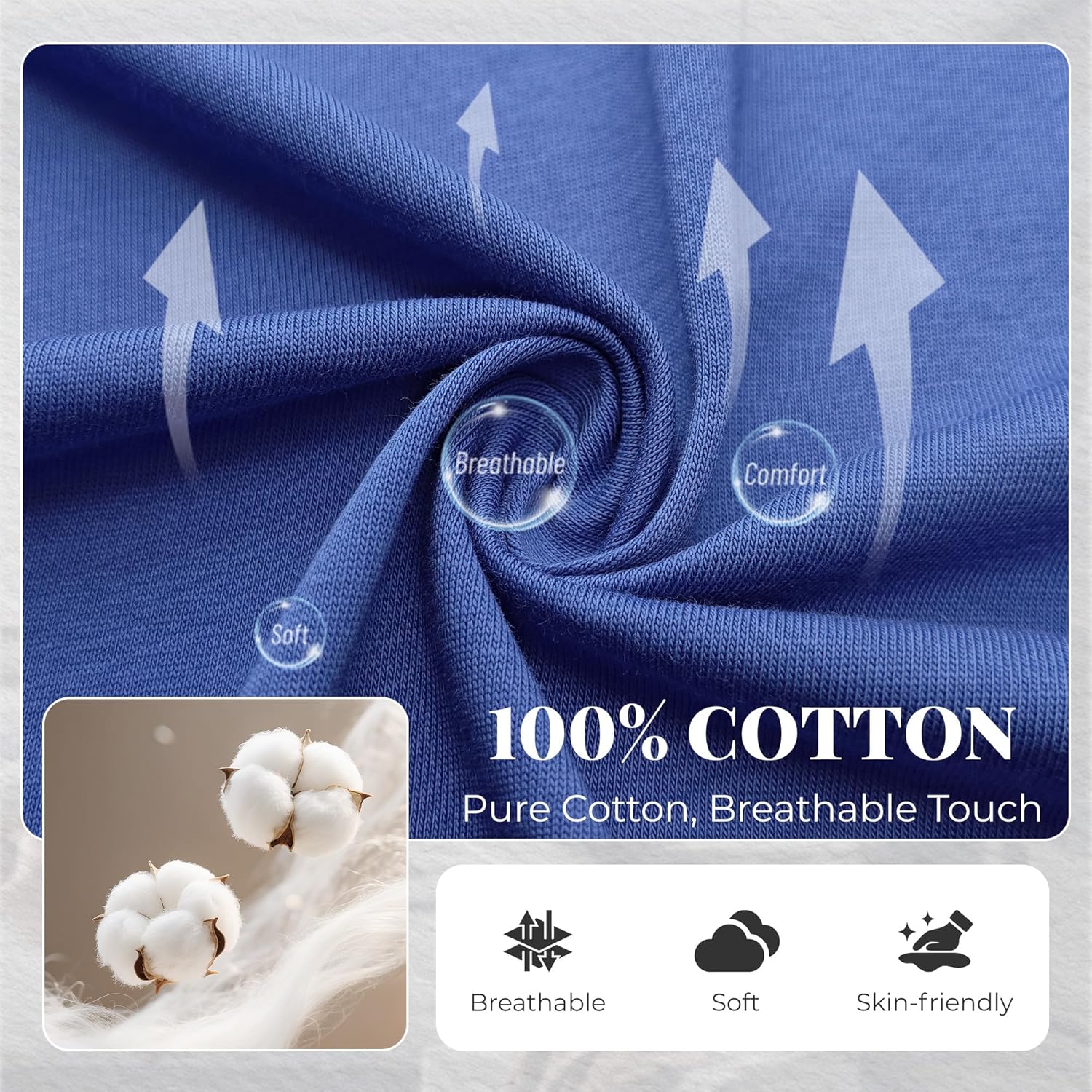 U2SKIIN Mens Cotton Pajama Set, Soft Long Sleeve Pajamas for men Lightweight Button Up Sleepwear Lounge Pjs Set with Pockets - Image 3