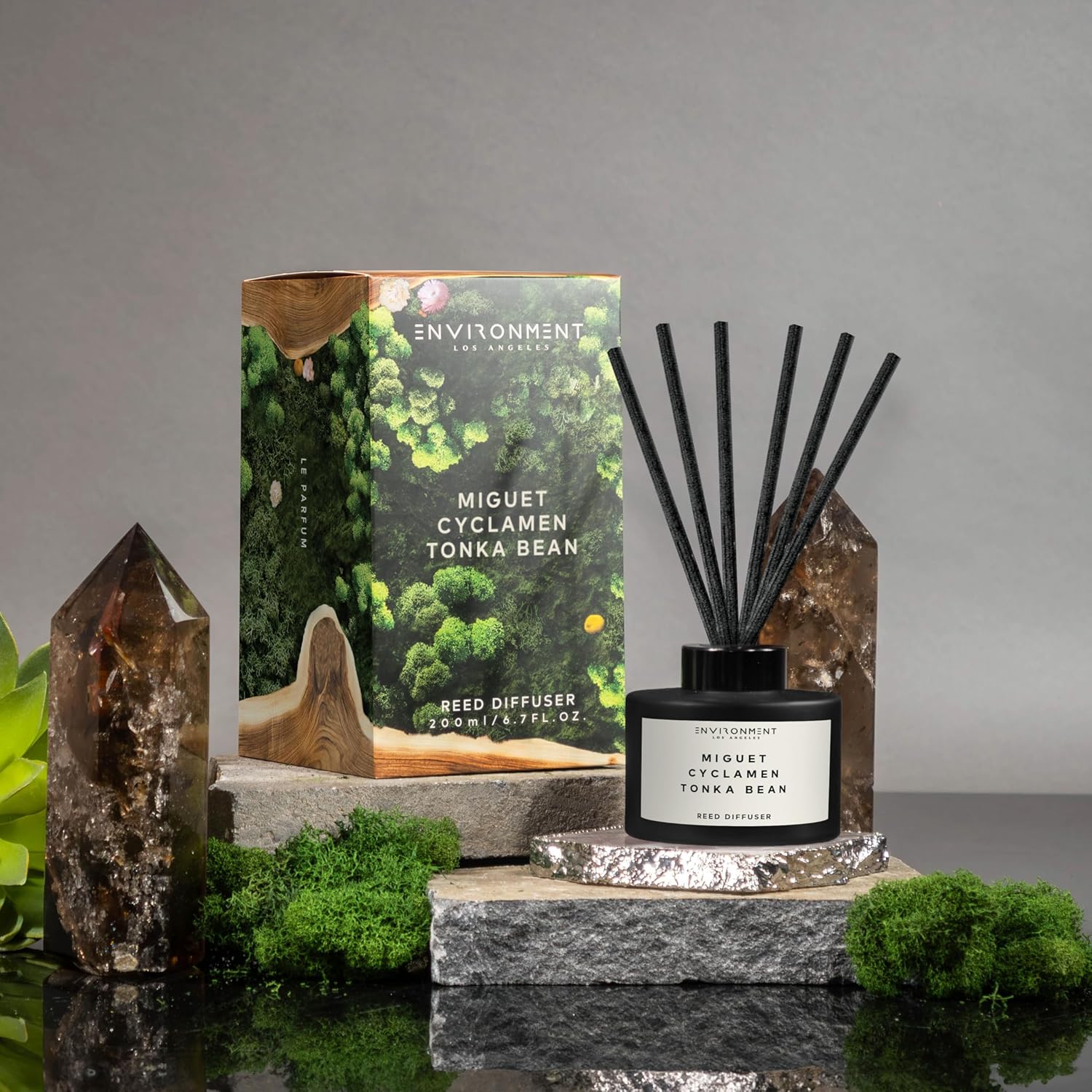 ENVIRONMENT Inspired by Designer Perfume LHomme Reed Diffuser, 200ml Luxury Scented Aromatherapy (Petitgrain | Carnation | White Cedar) Reed Diffusers, Diffusing Oil Fragrance, Home Fragrance Products