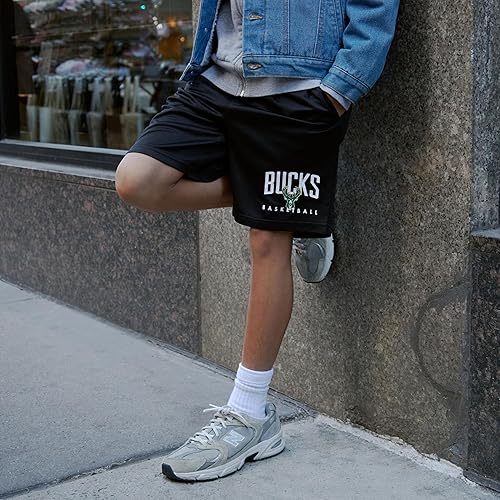 Miniatura 4 de Ultra Game Shorts de Baloncesto Oficiales de la NBA para Niños de Malla de Aire Suave Teamster - Ajuste Clásico Negro,Color del