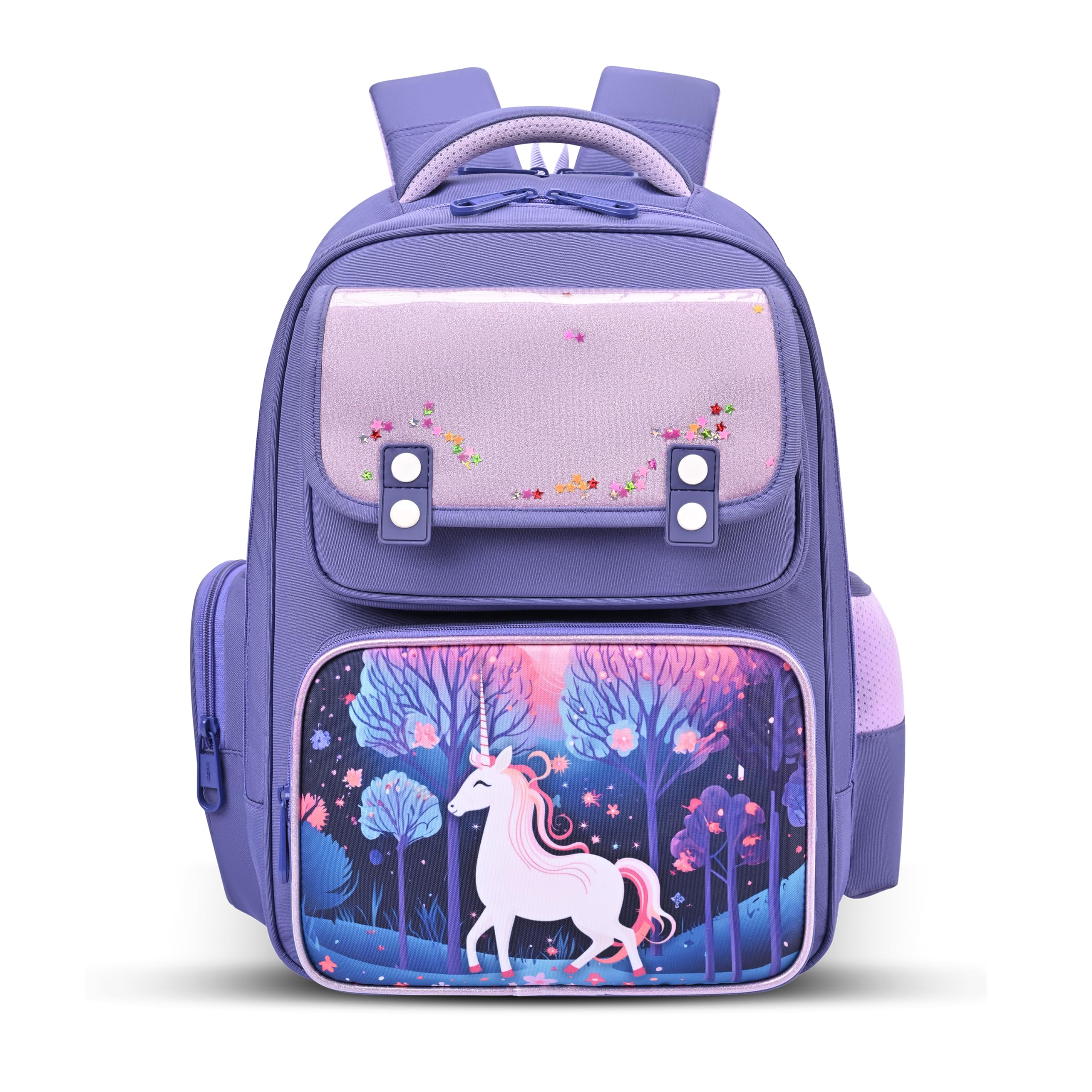 gear Starry Unicorn 16"/25L Medium Water Resistant School Bag | Casual Backpack | Daypack | Travel Backpack | Kids Bag for Boys/Girls (Purple - Purple)-picture-49