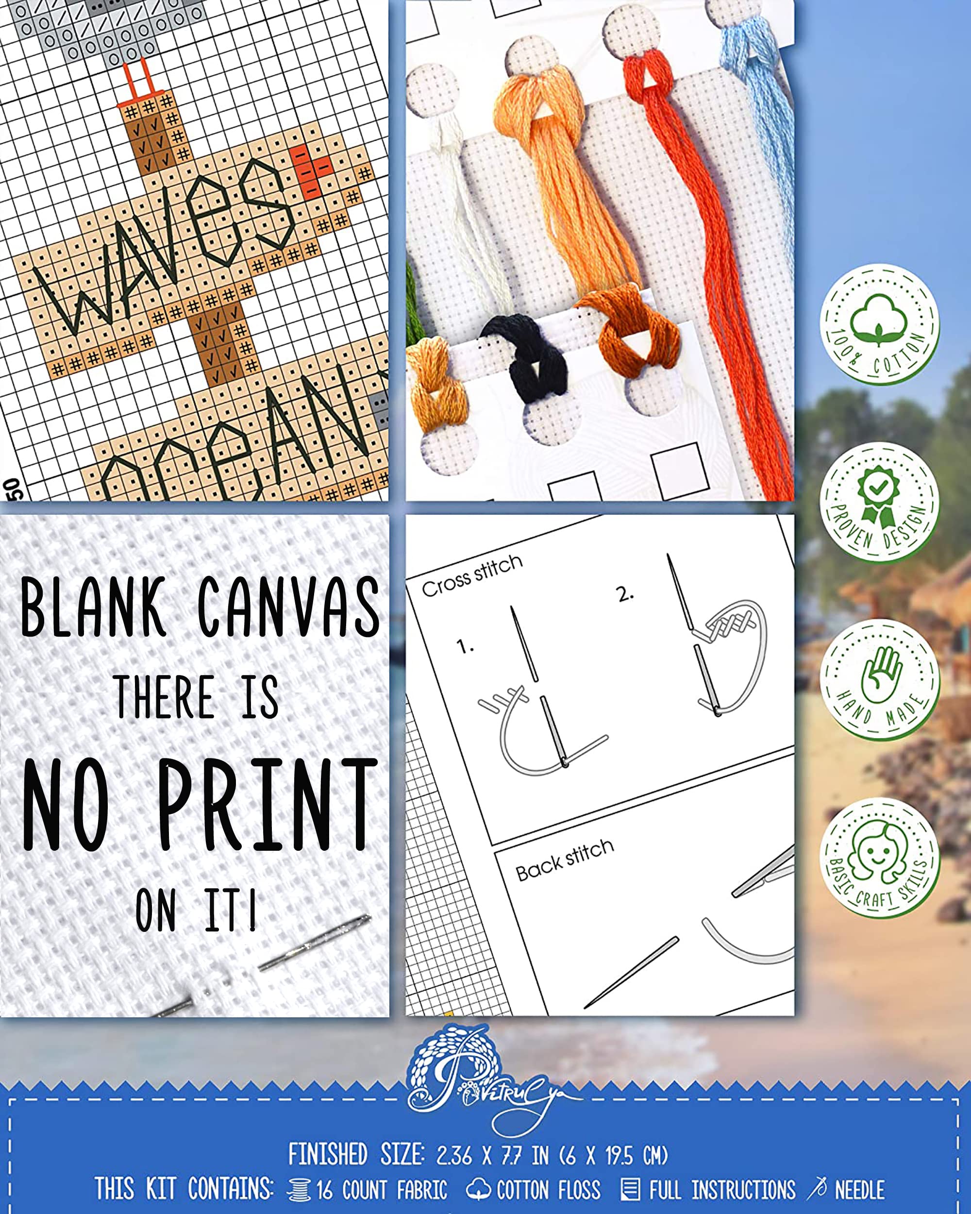 Kit De Point De Croix Marin « Baleine Bleue », Point De Croix De