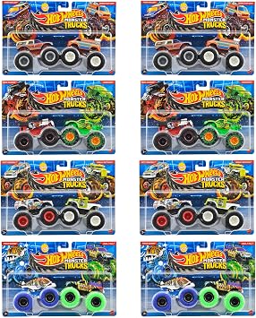 Hot Wheels Monster Trucks 164 2-Pack Assortment Ride-On Toy Mini Cars 2-Pack x 8 Sets in Box Sold 3 Years and Up Multi 986S-FYJ64