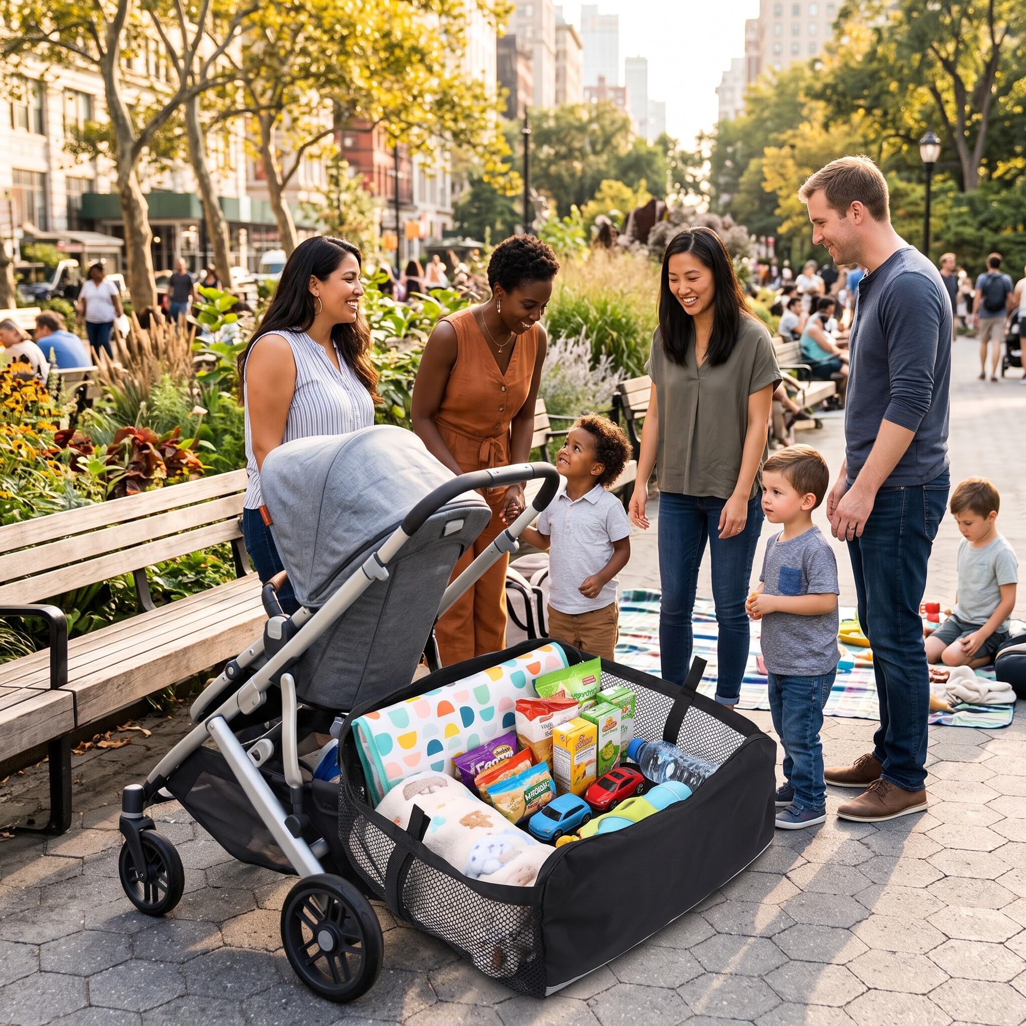 Universaler Kinderwagen-Aufbewahrungskorb, Unter der Kinderwagen-Organizer-Tasche, Kinderwagen-Unterkorb, Einkaufskorb, Kinderwagen-Taschenboden Zur 
