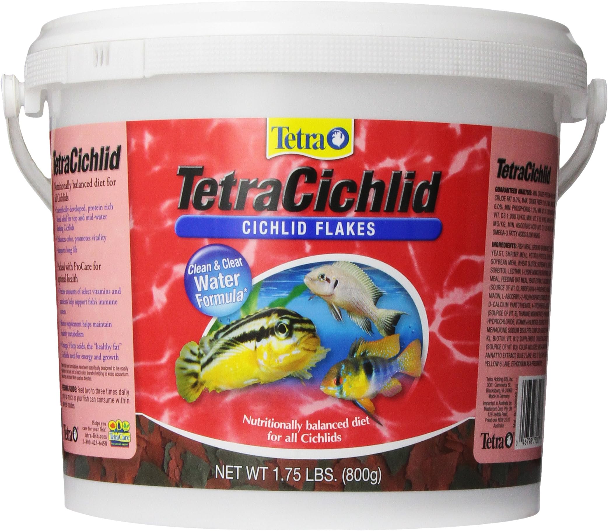 TetraCichlid Cichlid Flakes 1.75 Pounds, Fish Food, Clear Water Advanced Form