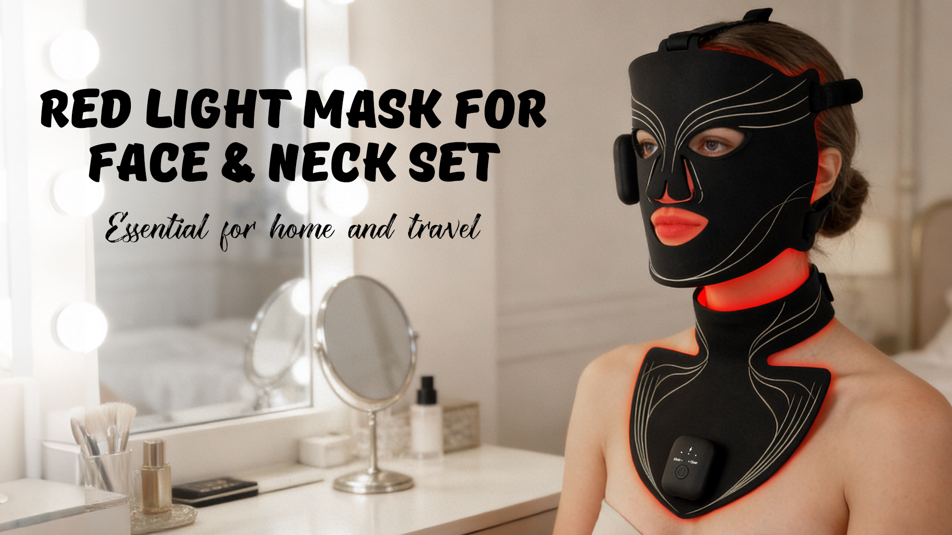 Hottoerak Red & Blue Light Mask for Face & Neck Set, Wireless