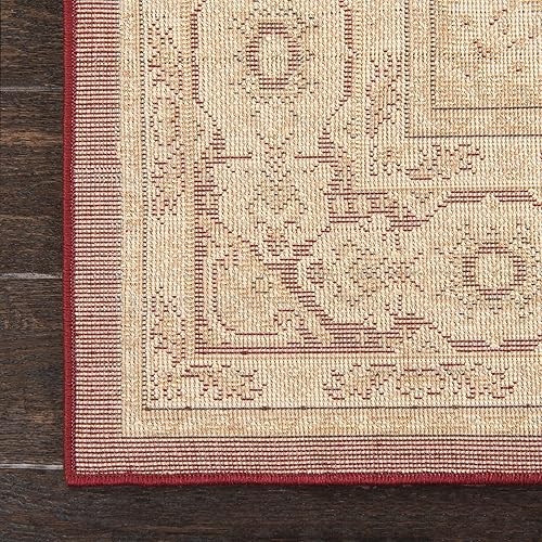 Miniatura 10 de Unique Loom - Alfombra clásica tradicional, colección Versalles, Polipropileno, RojoBorgoña