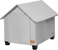 NUROMY Insulated Outdoor Dog House with Warm Mat & Elevated Feet - Weatherproof for Medium Dogs & Large Cats, 20.8x13.7"