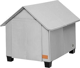 Insulated Dog House Outdoor with Warm Mat and Elevated Feet,Weatherproof Dog Bed House for