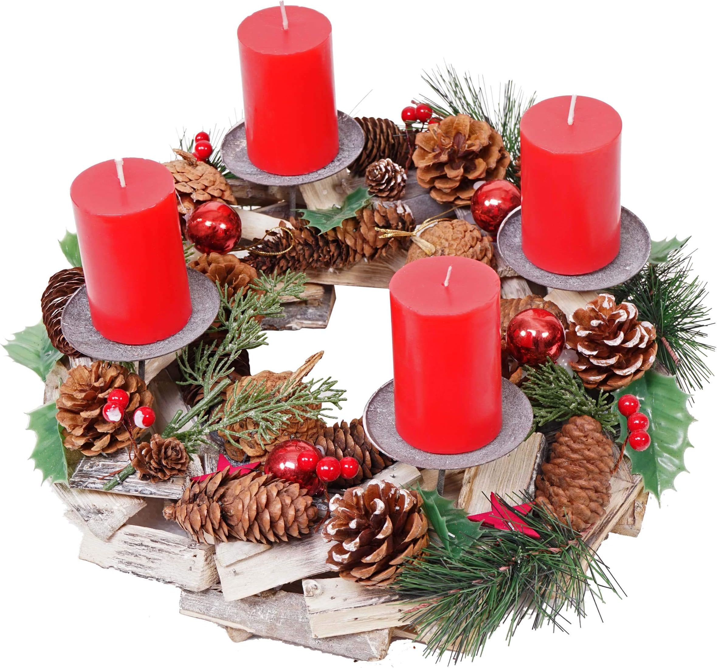 Adventskranz HWC-H49AM, Weihnachtsdeko Adventsgesteck Weihnachtsgesteck
