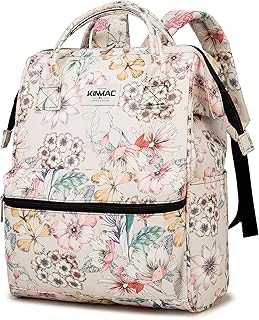 Kinmac Wide Open Style Laptop Backpack for Laptop Up to 15.6 Inch Men Women Travel Outdoor Backpack (Floral)