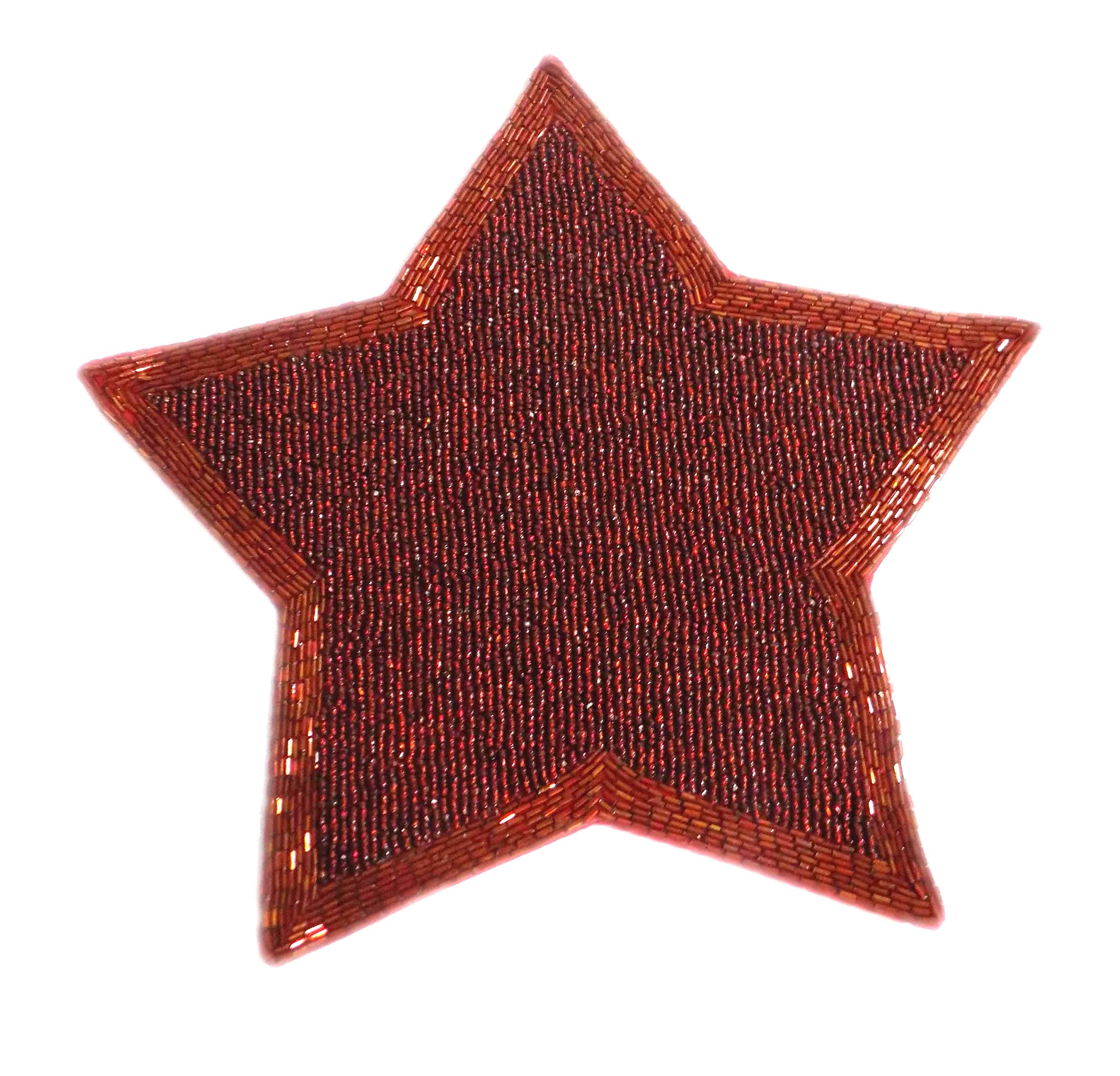 Mudita Decor Beaded Star Placemat Red Colour 1 Pc
