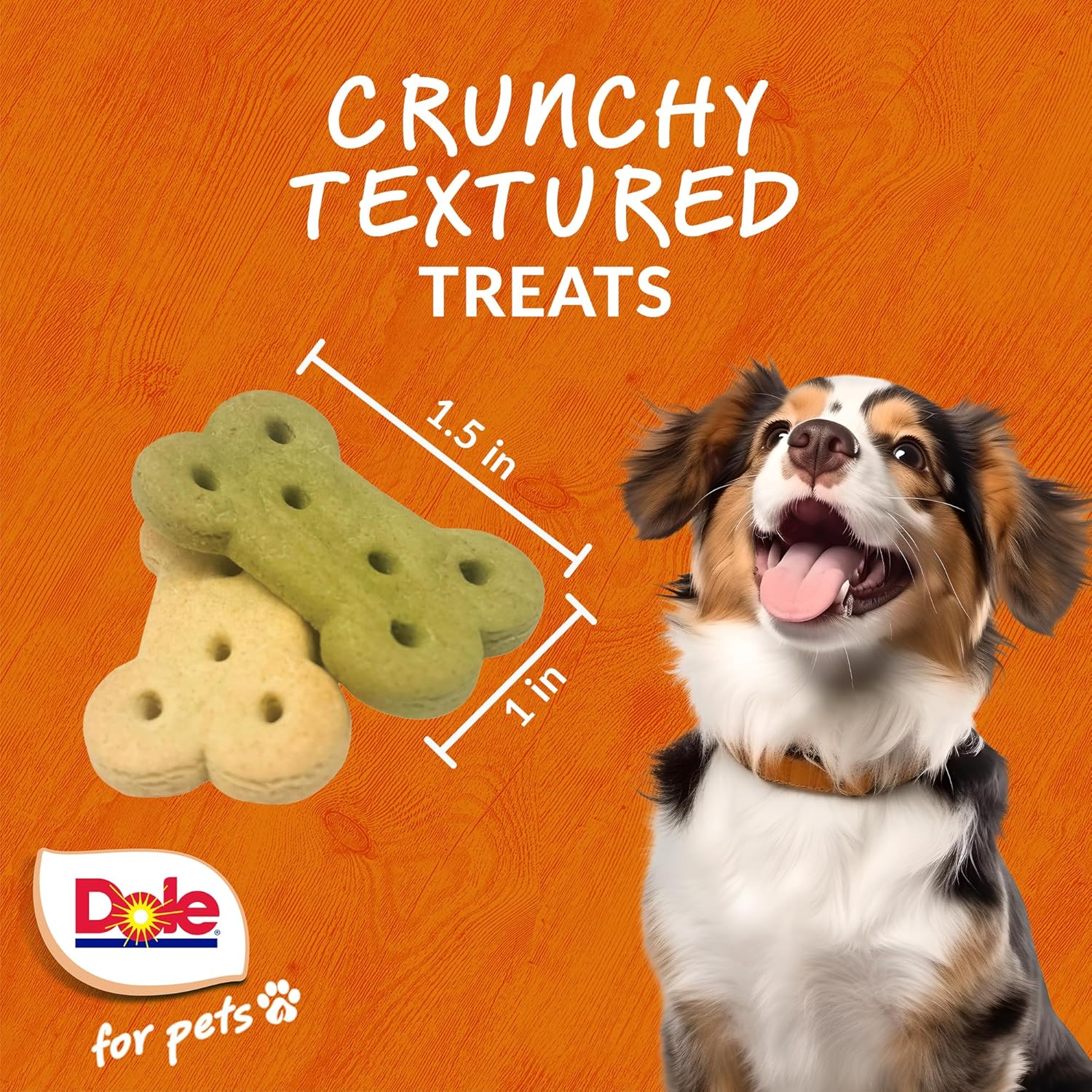 Dole for Pets Dog Biscuits Assorted Spinach + Pumpkin Mix, Real Vegetable Flavor Vegan Crunchy Treats, No Wheat Corn Soy or Artificial Additives, Bite Size Training Snacks for Dogs, 7 Oz - 6 Pack