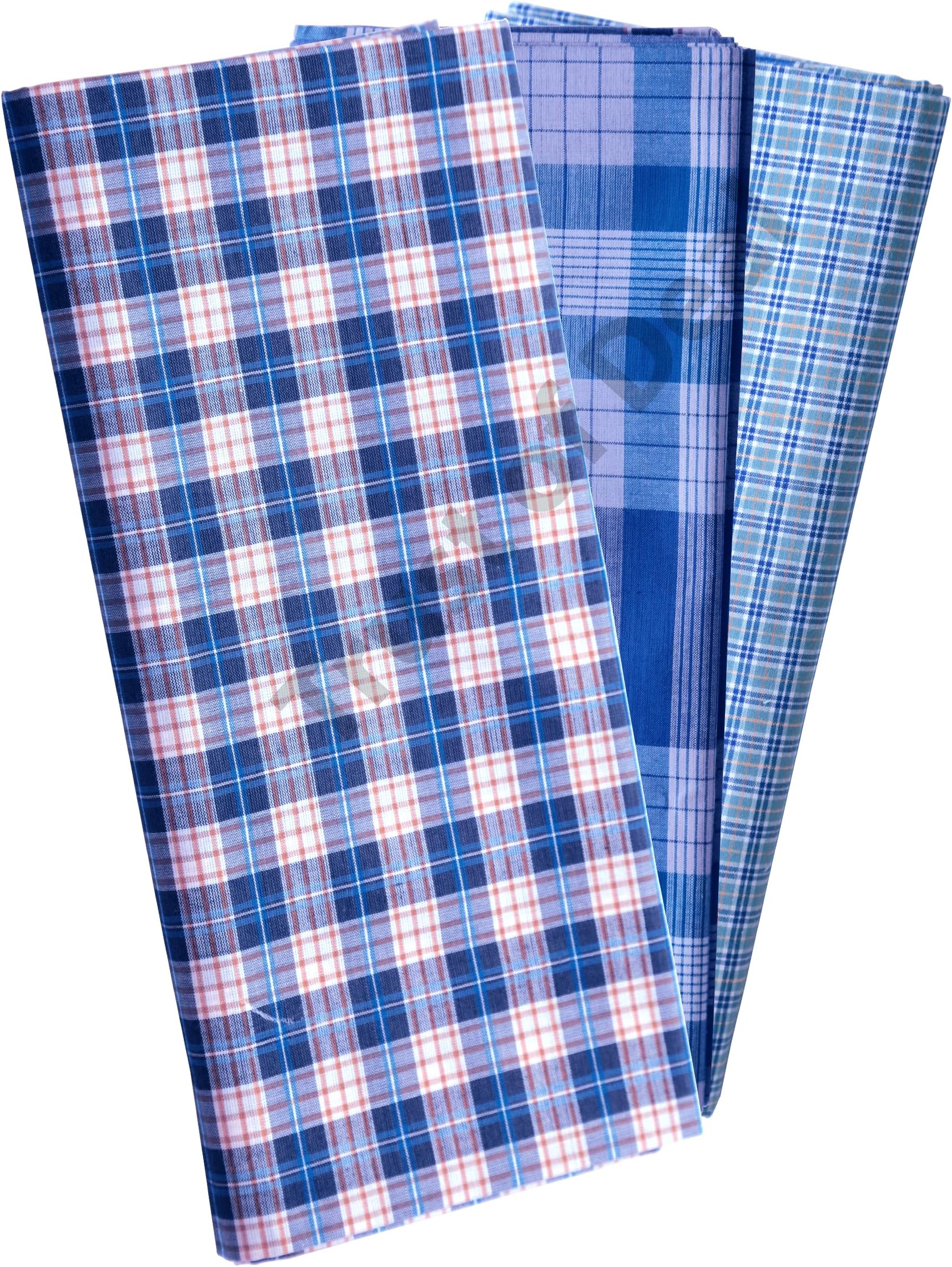 Handloom 100% Pure Soft Cotton Indian Checked Lungi or Dhoti For Mens With Stantard Size (2.25 Meters) and Lightweight Sarong or Wrap For Men Pack of 3