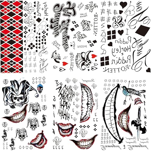 Calcomanías de tatuaje de Halloween 3 hojas de tatuajes temporales para hombres y 3 hojas de tatuajes falsos para mujer