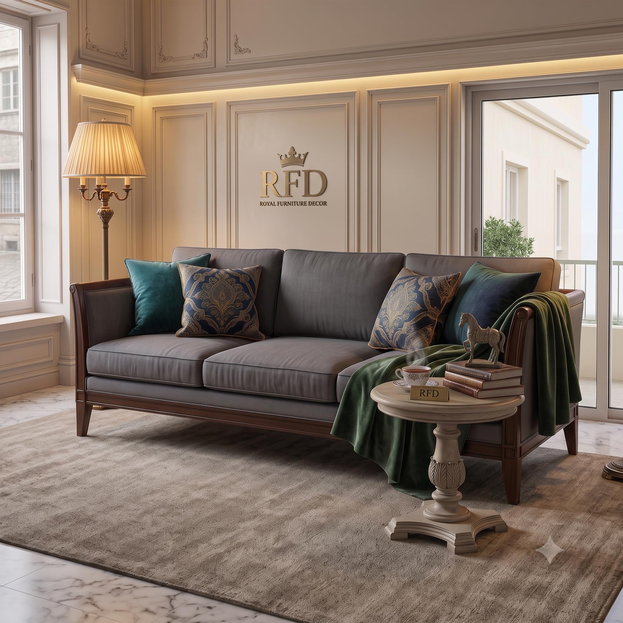 3-Seater Sofa with Wooden Frame, Grey Fabric Upholstery-image-17