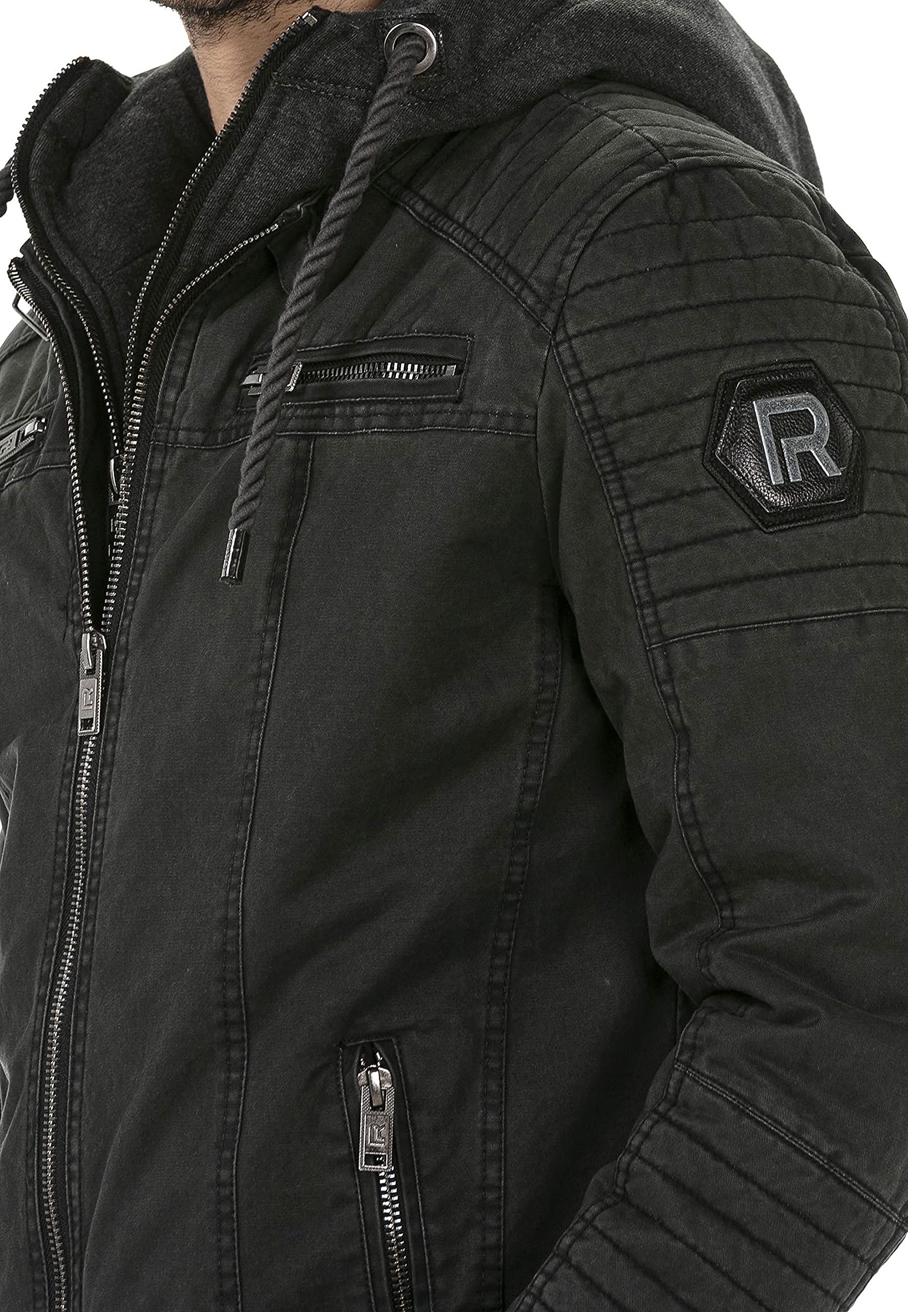 RED BRIDGE Jacke für Herren Winterjacke Übergangsjacke mit Kapuze Gesteppt Biker-Jacke
