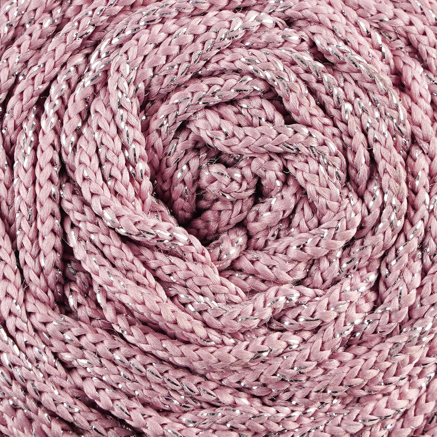Polyester Soft Macrame Glitter, 2.5mm x 764 Yard Shiny Sparkle Macrame Cord, Metallic Tinsel String for DIY Craft, Carpet, Packing, Gift Wrapping, Crochet and Knitting