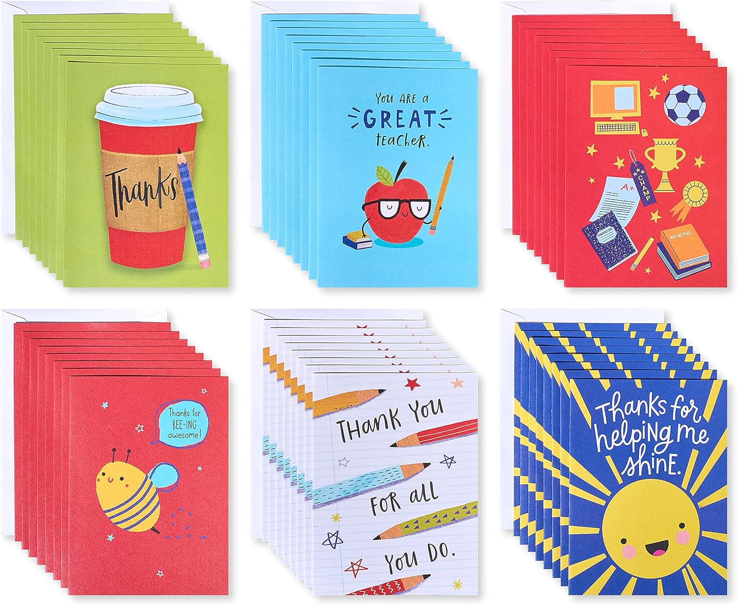 American Greetings Teacher Thank You Cards with Envelopes, Teacher Appreciation (48-Count) (Pack of 12)