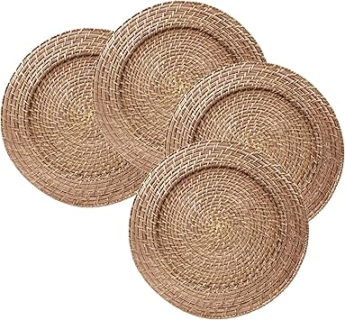 ChargeIt by Jay Ch, Charge it by Jay Harvest Round Rattan Charger Plate - Set of 4, brown