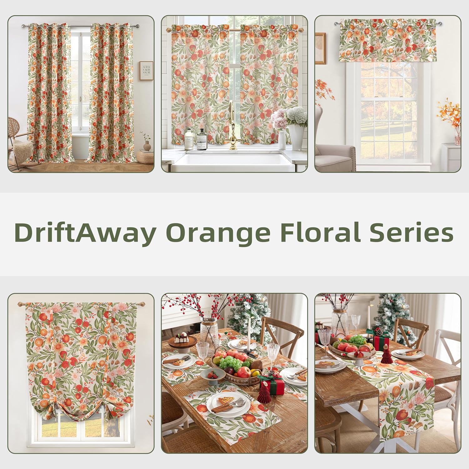 DriftAway Orange Harvest Linen Table Runner Rectangle Dining Table Cover for Thanksgiving Floral Autumn Fall Printed Vintage Pattern Wrinkle Free Machine Washable 13 x 72 Inch Orange Coral Gold