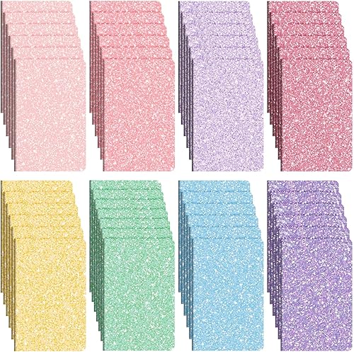 Yexiya Paquete de 48 cuadernos con purpurina a granel de 8.3 x 5.5 pulgadas, paquete de 60 páginas, 30 hojas de tamaño A5, cuadernos de escritura de