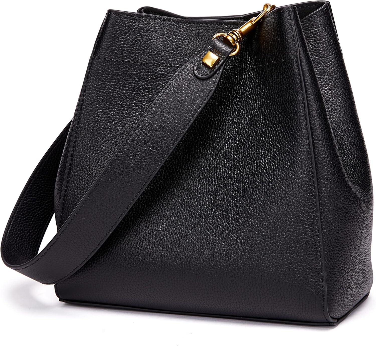 DORIS&JACKY Genuine Leather Bucket Hobo Bag for Women Designer Shoulder Purse and Satchel Tote with Detachable Wide Strap - Image 8