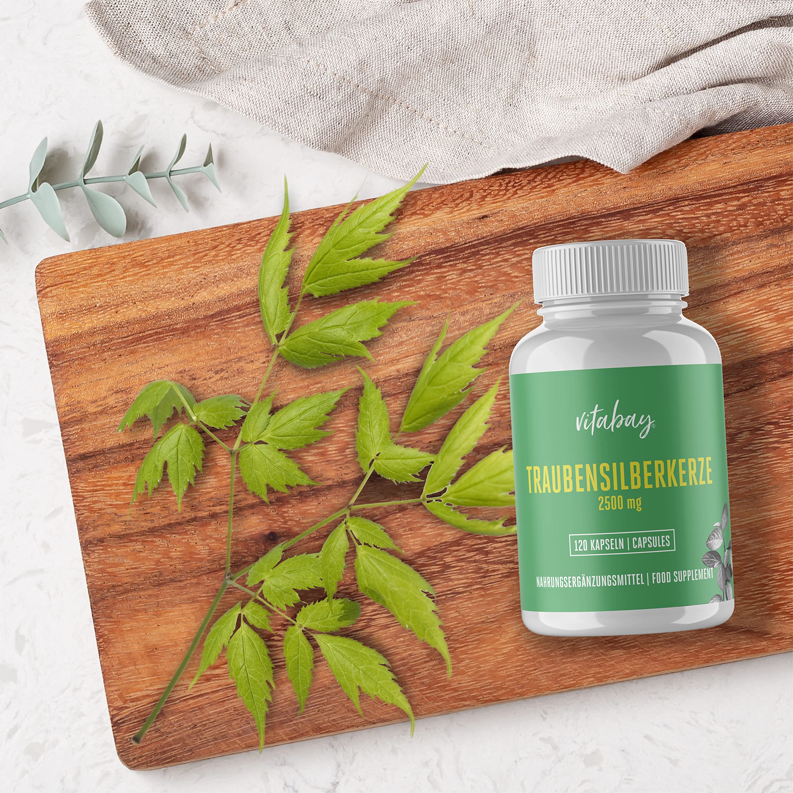 Vitabay Cimicifuga Racemosa 2.500 mg – 120 capsule vegane – Estratto di Cimicifuga racemosa (Black Cohosh) – estratto concentrato 5:1 di rizoma – testato in laboratorio in Germania – scorta 4 mesi