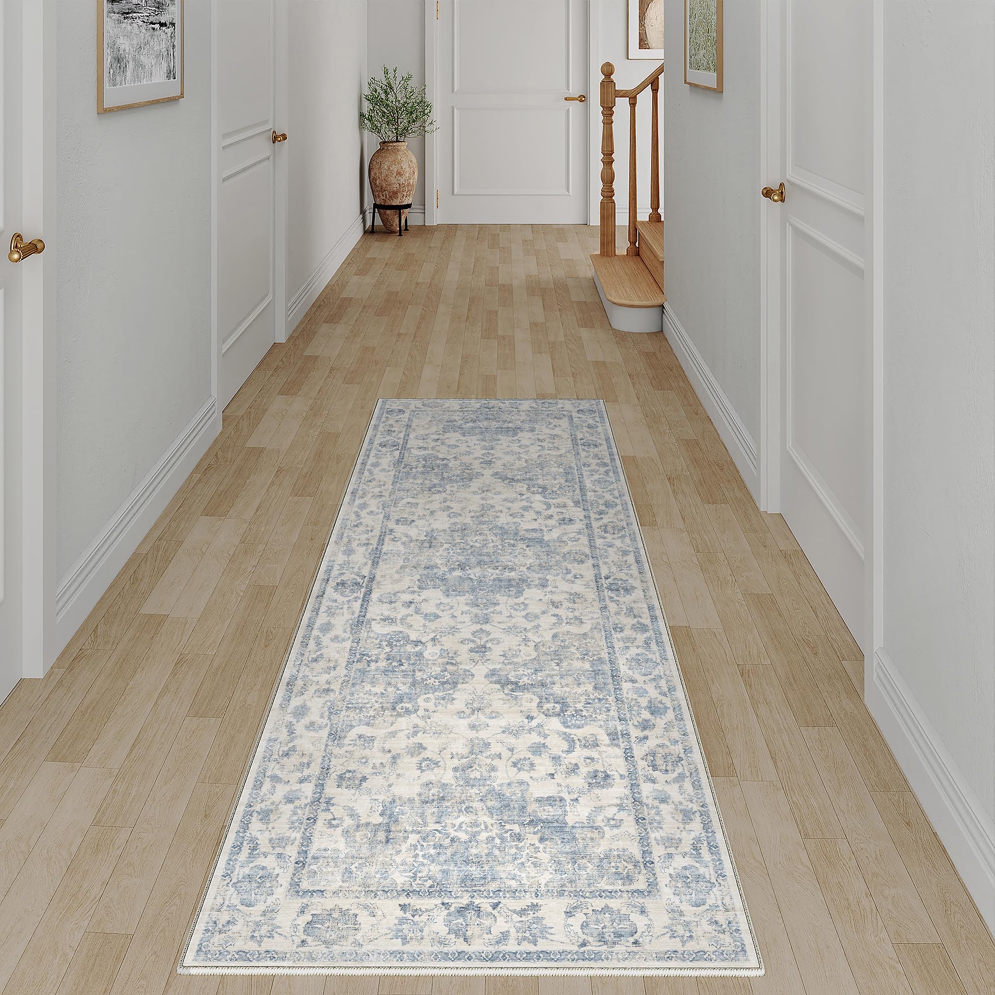2x6 Blue Neutral Runner Rug