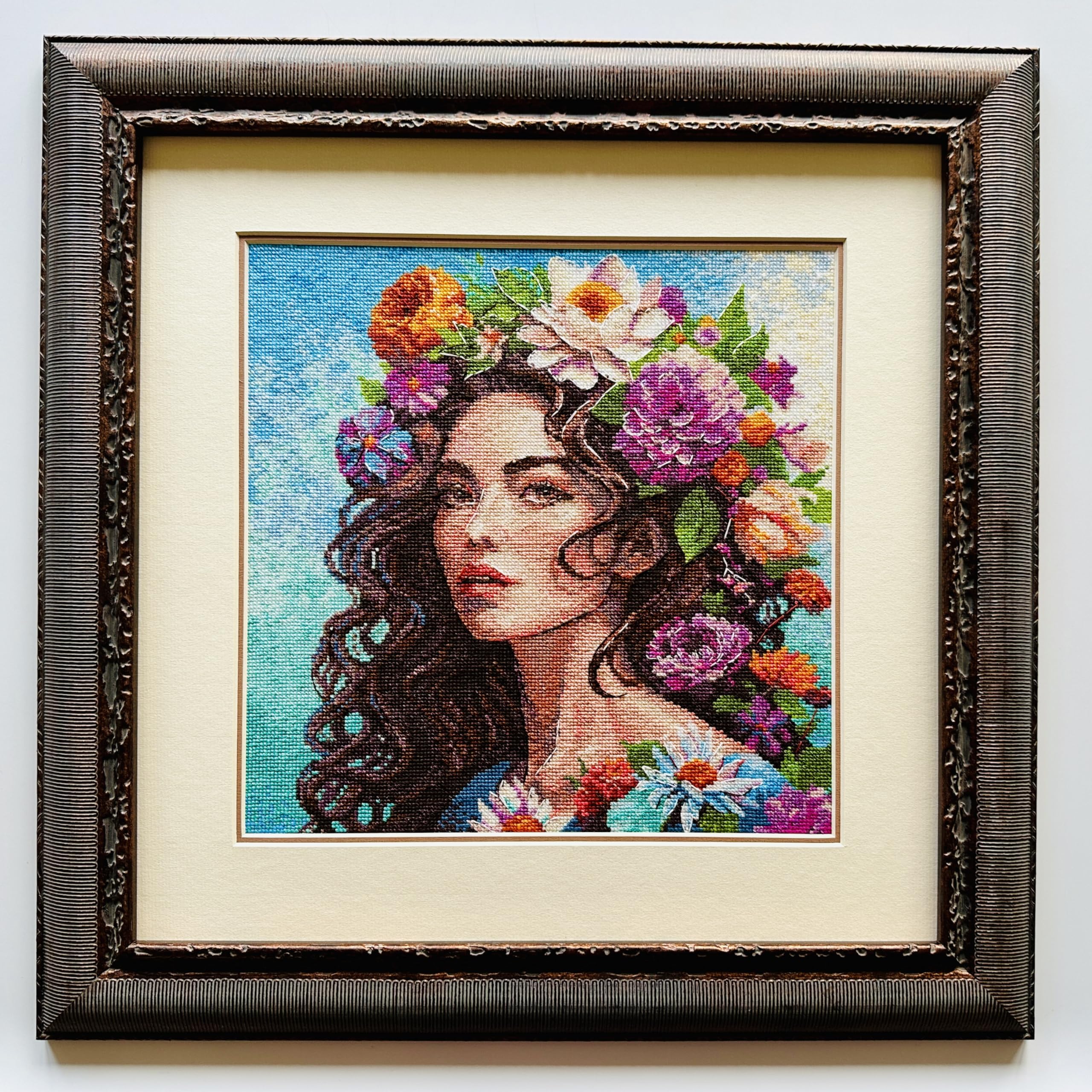 Kit Point De Croix RIOLIS Garden Flowers 2299 - 39,9 X 49,9 Cm - Pour Débutants Et Confirmés - Laine/acrylique, Toile AIDA 14ct