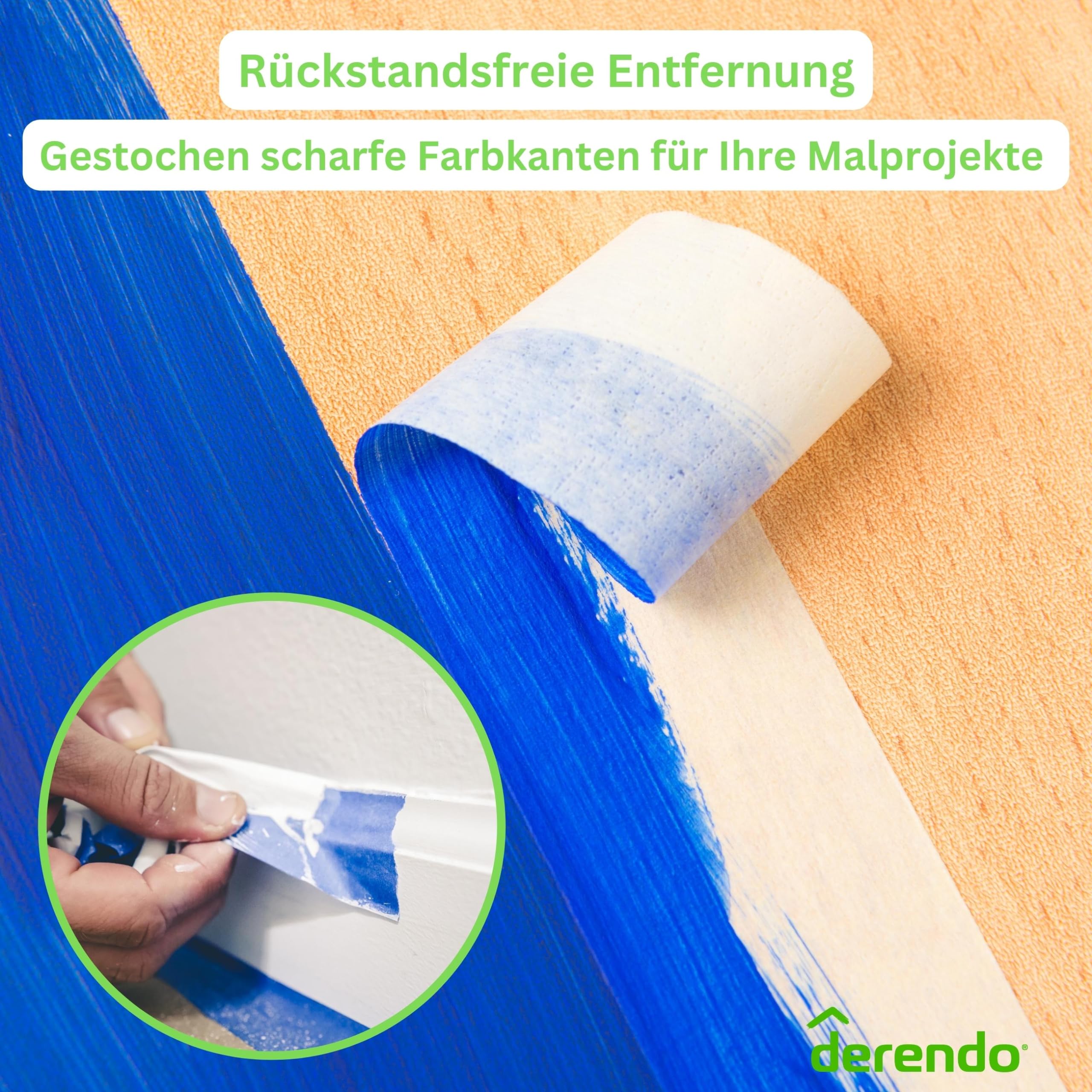 derendo Profi Malerkrepp 48 mm x 50 m, UV-beständiges Maler 10er Set