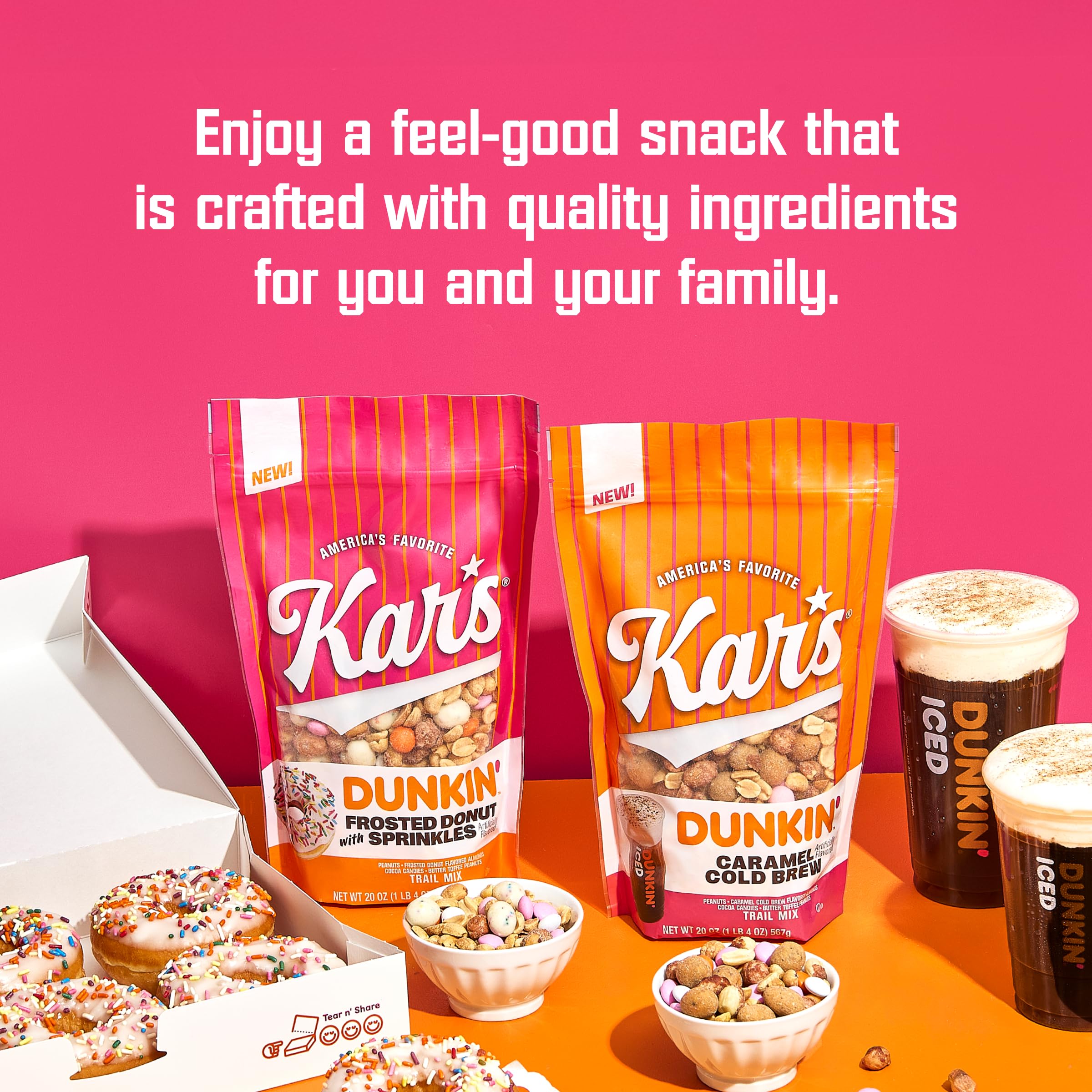 Kar’s Nuts Dunkin’ Frosted Donut with Sprinkles Mixed Nuts – Sweet Candy-Coated Nuts Mix, 5oz Grab & Go Bags (Pack of 12) – Trail Mix Sweet Snacks for Adults & Kids: Frosted Donut with Sprinkles 20 Ounce (Pack of 6)