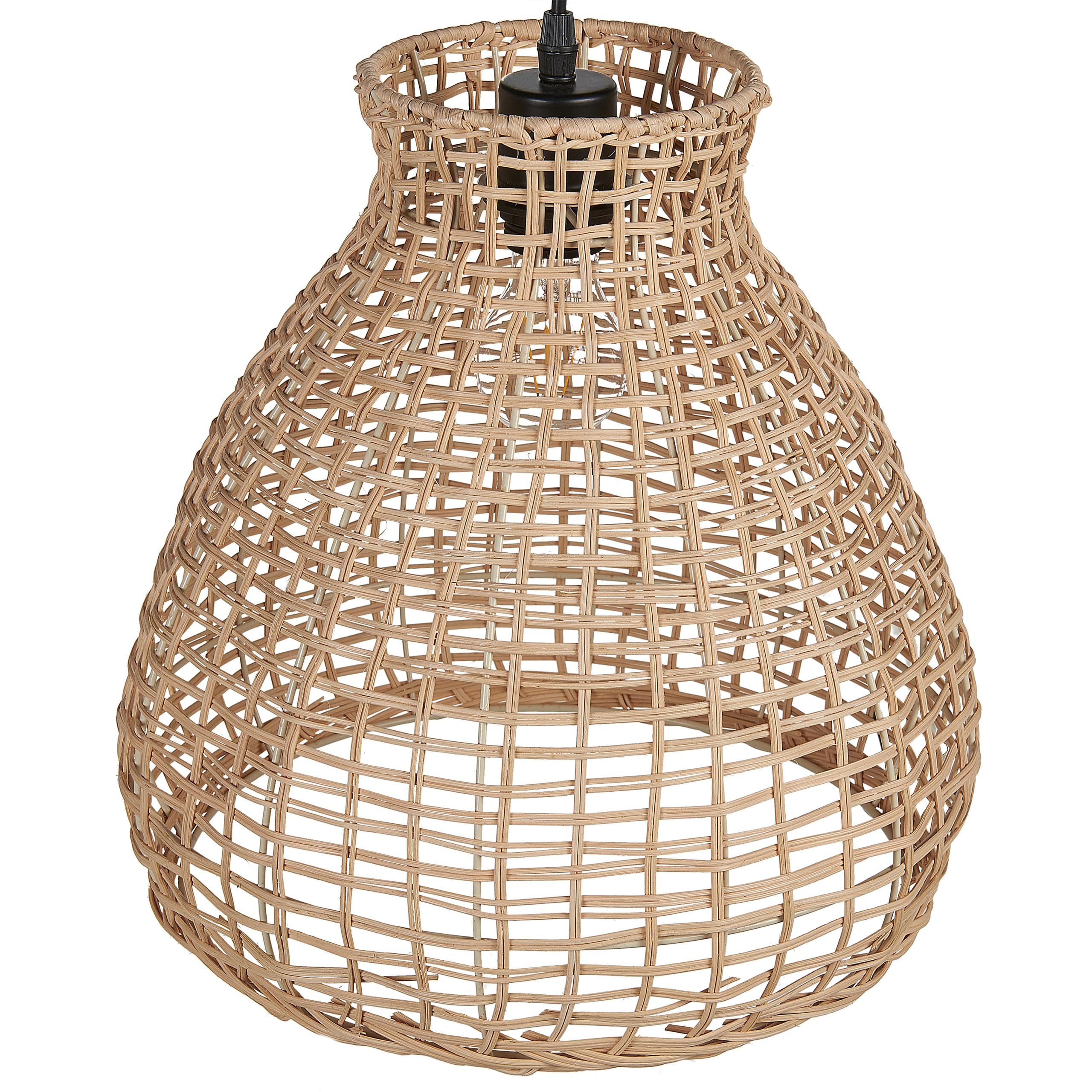 Boho Pendelleuchte mit Schirm aus Rattan Hängelampe natürlich 127 cm Sakeni