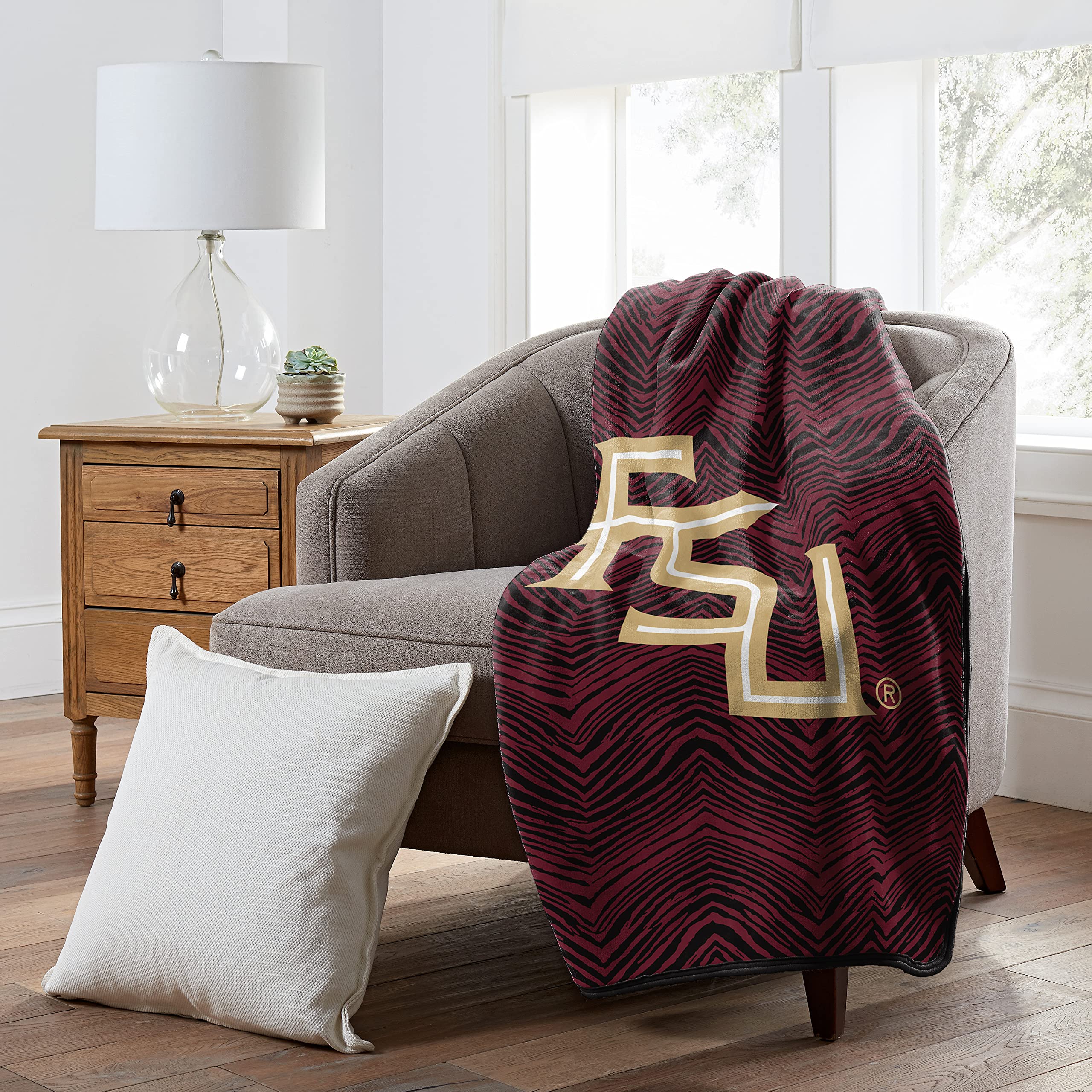Zubaz by Northwest NCAA Zubified Raschel Throw Blanket 50 X 60, Florida State Seminoles